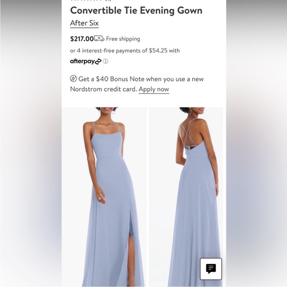 NWT After Six Convertible Tie Evening Gown, Sky Blue, Size 12 - Picture 12 of 12